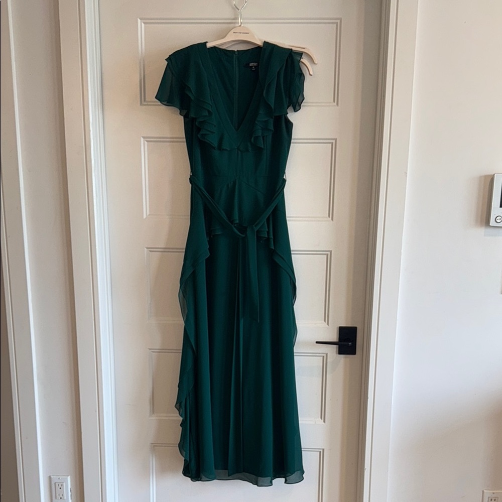 Badgley Mischia Green Flutter Sleeve formal Dress (very flattering)